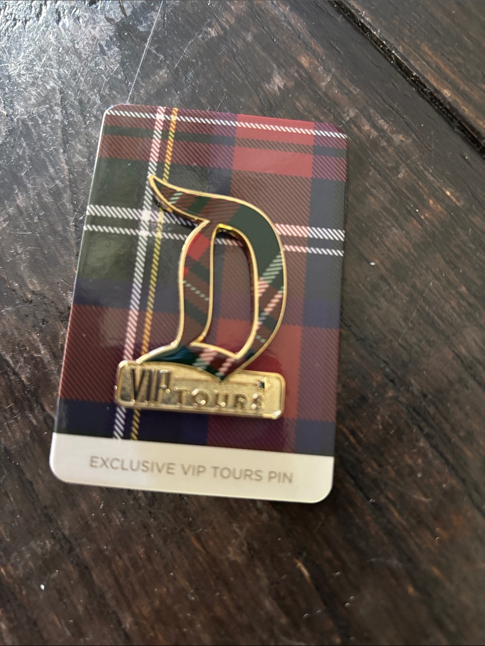 Disney Plaid 'D' Enamel Pin in Green and Red VIP pin